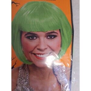 Green BOB WIG Costume Adult Women Bangs Short Hair Punk 80s Halloween NEW